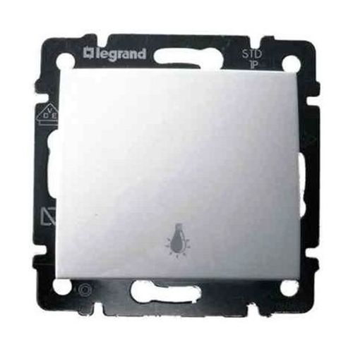 Выключатель 1-клавишный кнопочный Legrand VALENA, скрытый монтаж, белый