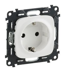 Розетка VALENA ALLURE, скрытый монтаж, с заземлением, белый