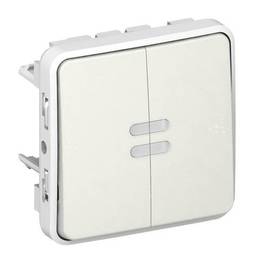 Переключатель 1-клавишный PLEXO 55, с подсветкой, скрытый монтаж, белый