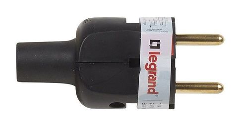 Вилка прямая ЭЛИУМ, 16А IP20, черный, 050181