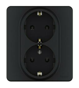 Розетка двойная INSPIRIA, скрытый монтаж, с заземлением, антрацит, 673753